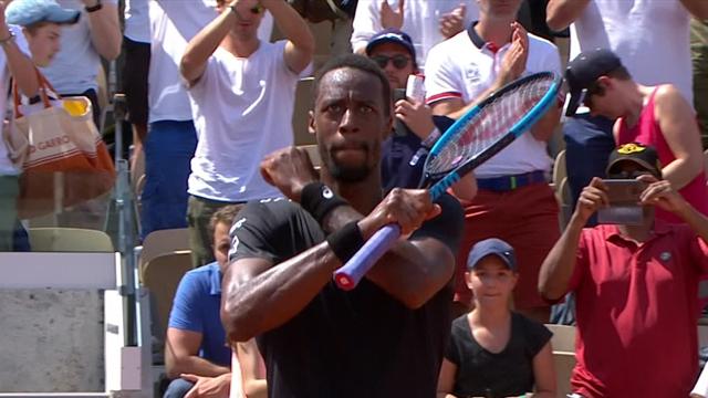 Monfils performs 'Black Panther' celebration after win Monfils performs 'Black Panther' celebration after win