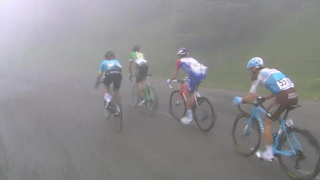 Das Finale der Bergankunft auf der 3. Etappe: Valverde im Nebel vorn Das Finale der Bergankunft auf der 3. Etappe: Valverde im Nebel vorn
