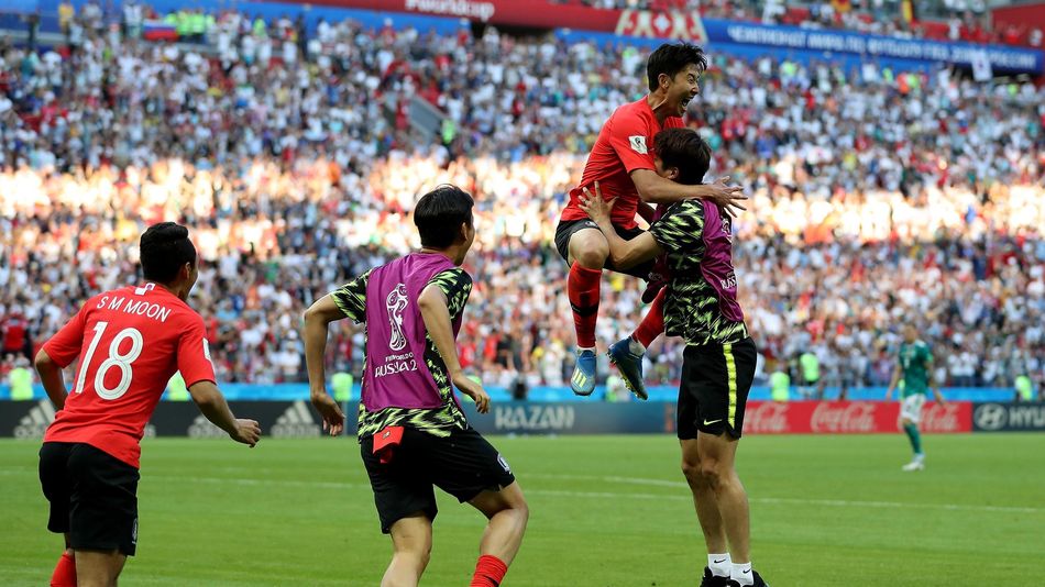 La joie de Son (Corée du Sud) buteur contre l'Allemagne