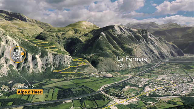 Le salite del Tour de France: tappa 12, la planimetria grafica in 3D dell'Alpe d'Huez Le salite del Tour de France: tappa 12, la planimetria grafica in 3D dell'Alpe d'Huez