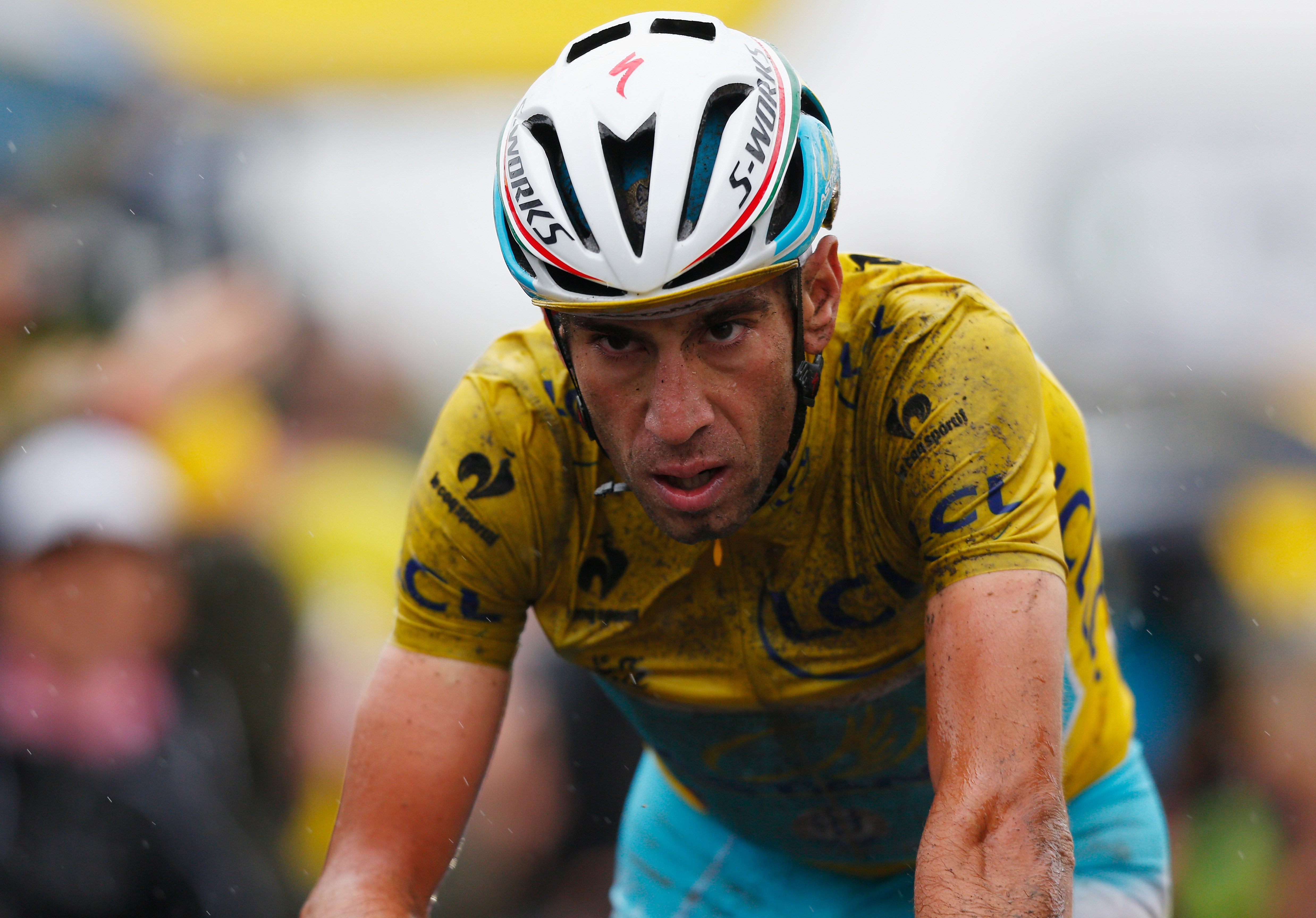 Vincenzo Nibali and team Astana crosses the line in third place to retain the yellow jersey during the fifth stage of the 2014 Tour de France, a 155km stage between Ypres and Arenberg Porte du Hainaut, on July 9, 2014 in Ypres, Belgium (Getty Images)