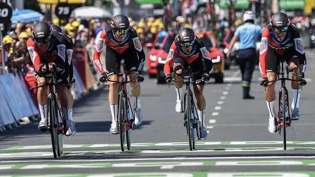 Van Avermaet in yellow after BMC edge Sky in Stage 3 team time trial