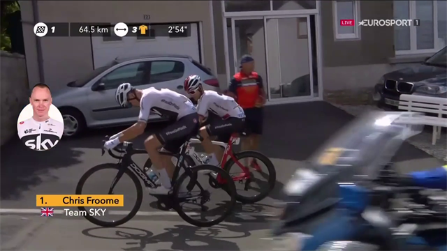 Problem och cykelbyte för Chris Froome Problem och cykelbyte för Chris Froome