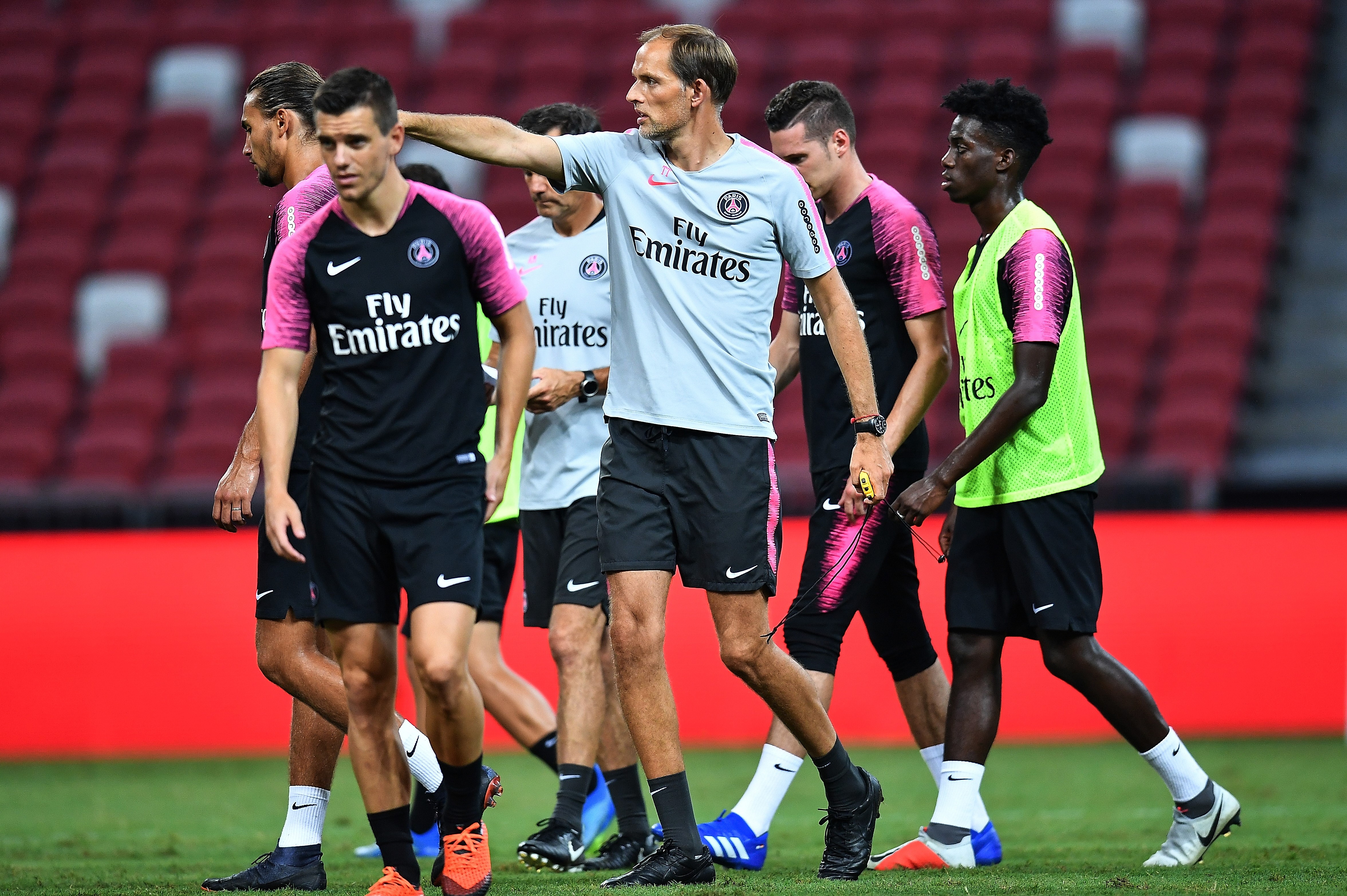 Thomas Tuchel avec ses joueurs (PSG) - Juillet 2018