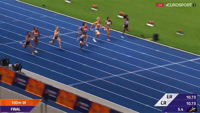 Brittiskan segrade i 100-metersfinalen: "Vilken tid vi ser" Brittiskan segrade i 100-metersfinalen: "Vilken tid vi ser"