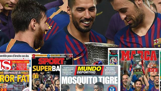 Así recogen las portadas el triunfo del Barcelona en la Supercopa de España ante el Sevilla Así recogen las portadas el triunfo del Barcelona en la Supercopa de España ante el Sevilla
