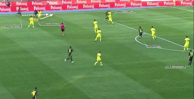 Cristiano Ronaldo serve Alex Sandro di tacco