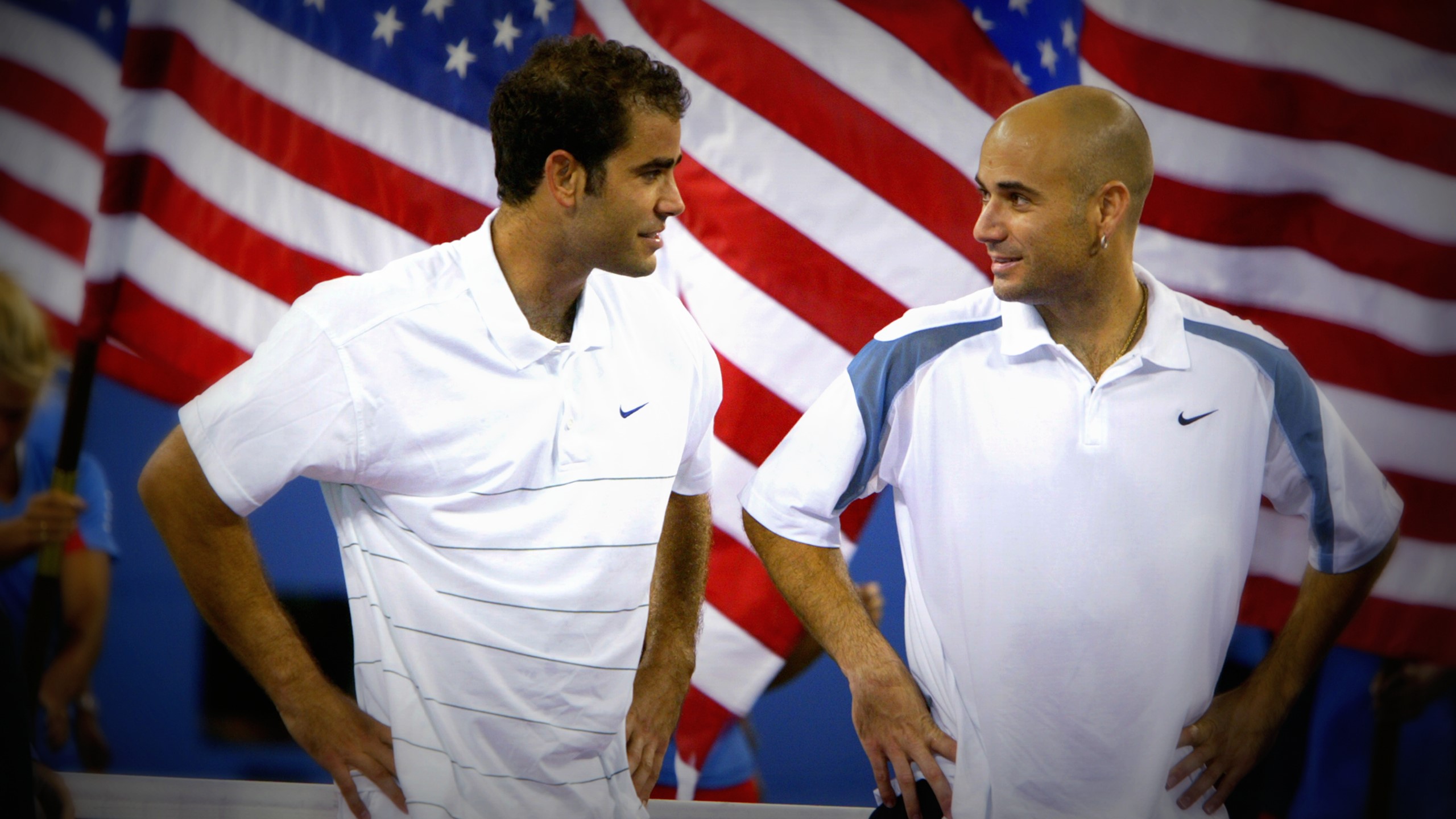 Pete Sampras et Andre Agassi à l'US Open en 2002.