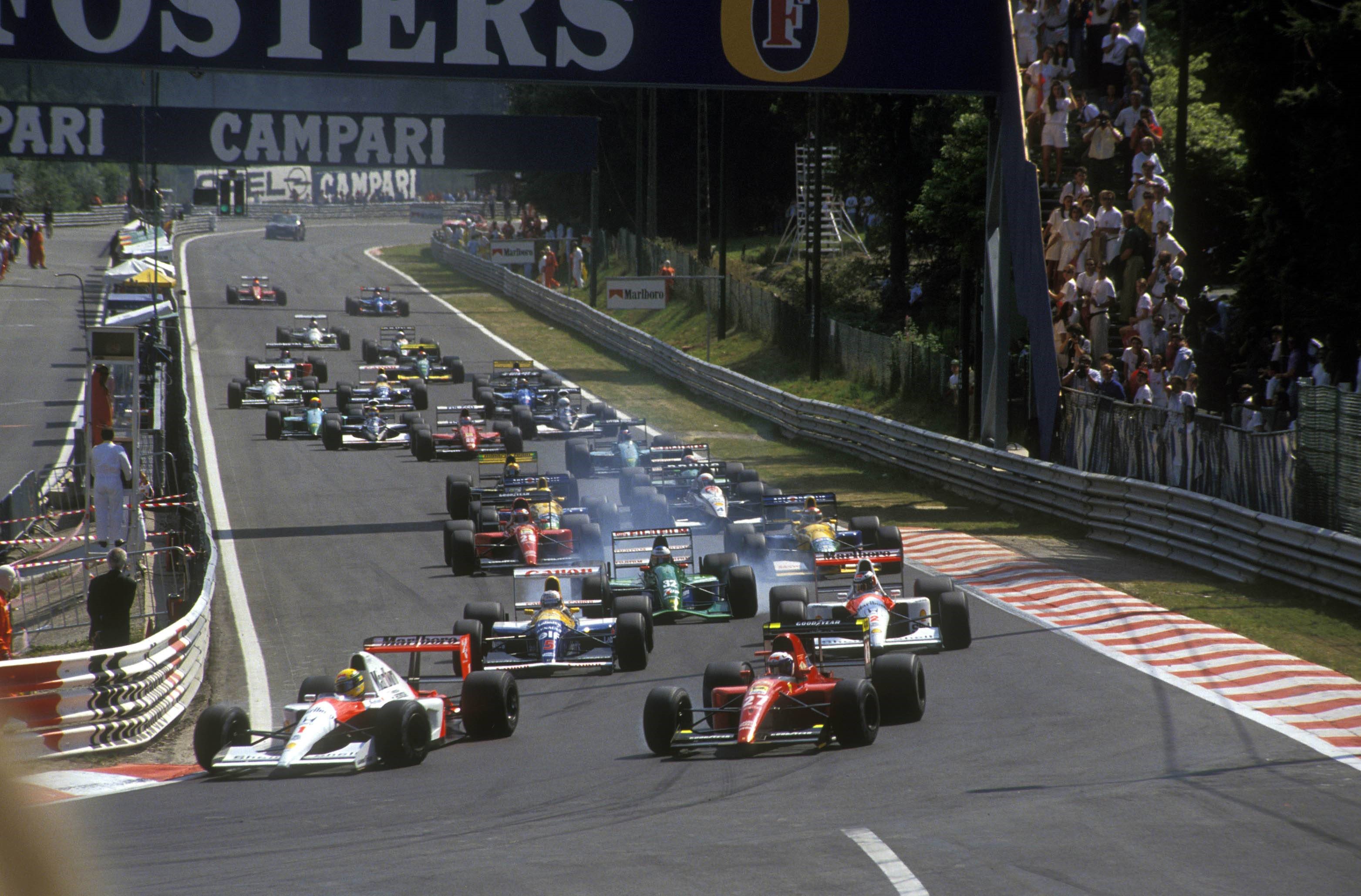 Ayrton Senna (McLaren), Alain Prost (Ferrari) au Grand Prix de Belgique 1991