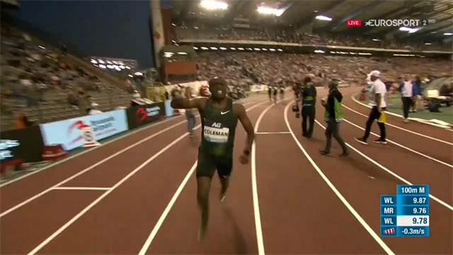 Coleman runs seventh fastest 100m of all time in Diamond League Coleman runs seventh fastest 100m of all time in Diamond League