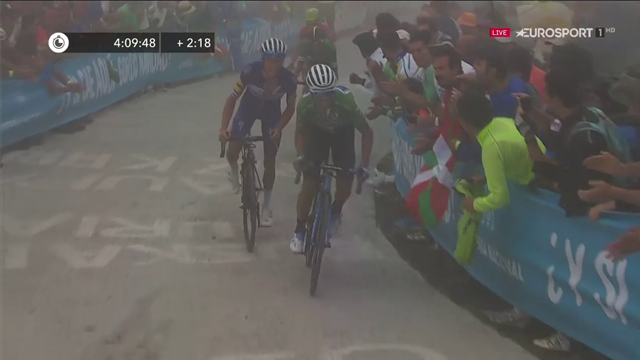 Valverde non si arrende mai scatta sull'ultima rampa e recupera 8 a Simon Yates