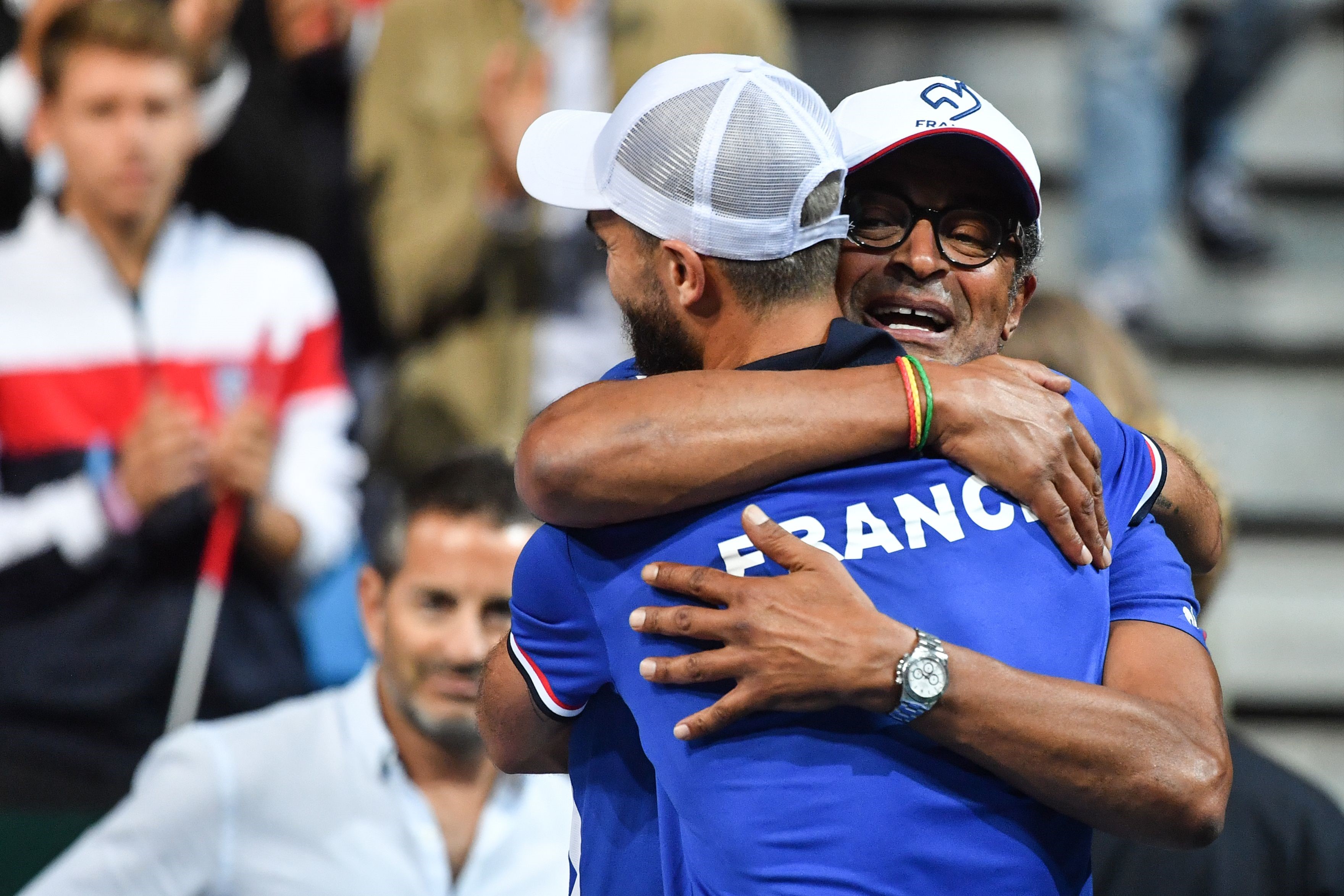 Benoît Paire et Yannick Noah lors de France-Espagne / Coupe Davis