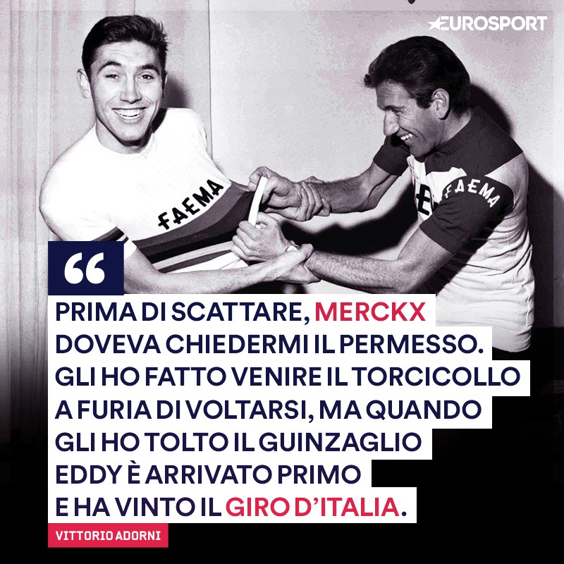 Eddy Merckx e Vittorio Adorni compagni di squadra nel 1968