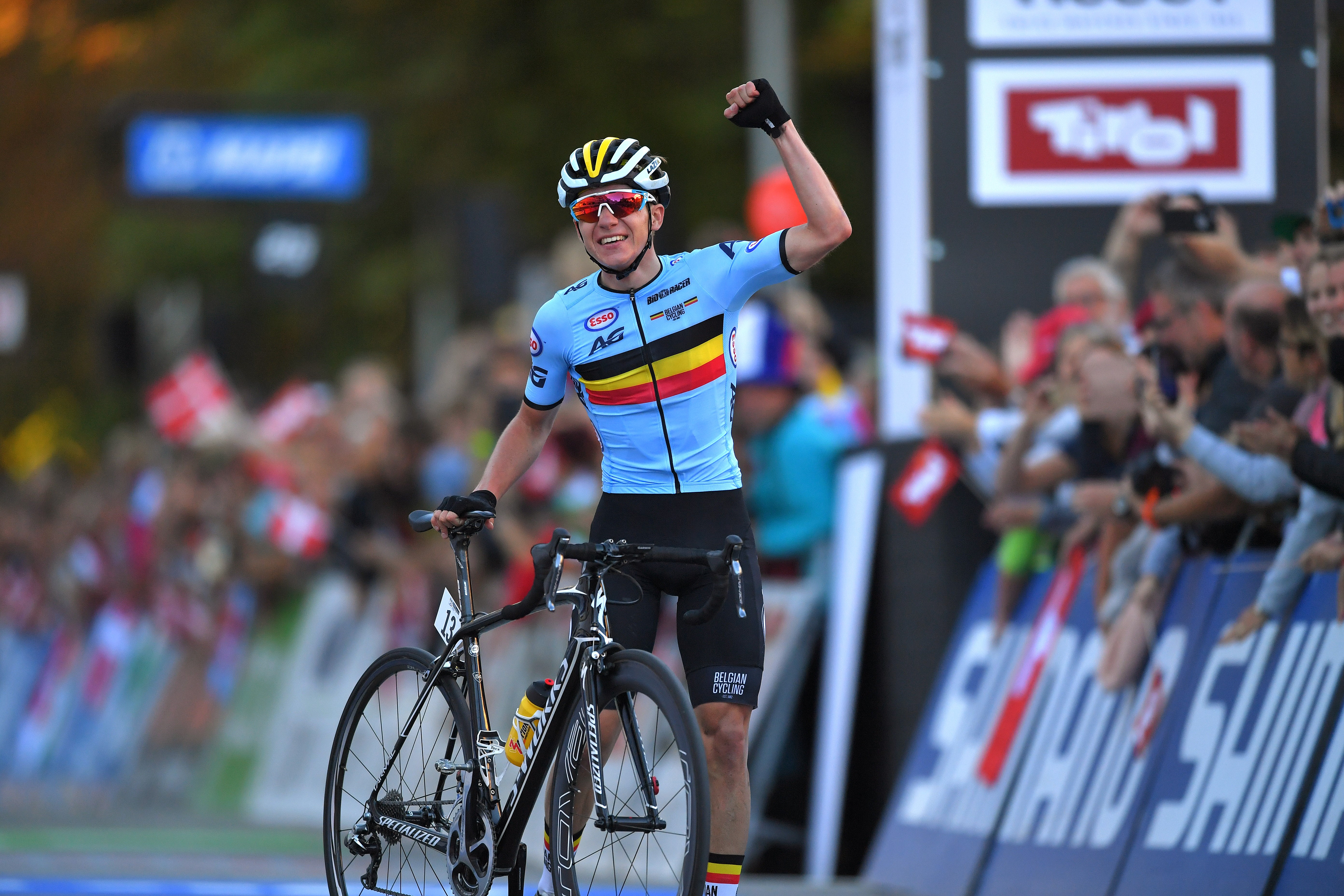 Remco Evenepoel, vainqueur de la course en ligne juniors des Mondiaux d'Innsbruck