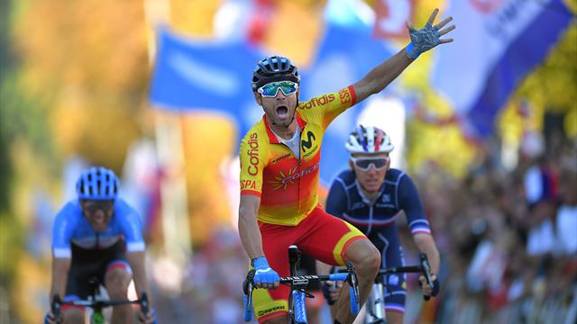 Alejandro Valverde campione del mondo a 38 anni: Moscon chiude 5°