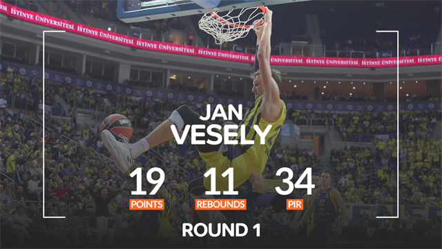 Jan Vesely MVP della 1a giornata di Eurolega: doppia doppia per l'asso ceco del Fenerbahce Jan Vesely MVP della 1a giornata di Eurolega: doppia doppia per l'asso ceco del Fenerbahce