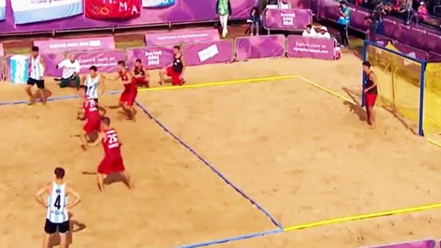 Olympische Jugendspiele (6. Tag): Argentiniens Beach-Handballer begeistern Fans Olympische Jugendspiele (6. Tag): Argentiniens Beach-Handballer begeistern Fans