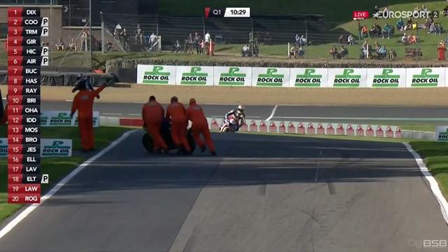 Brave Law crashes but returns to track to warn other riders Brave Law crashes but returns to track to warn other riders