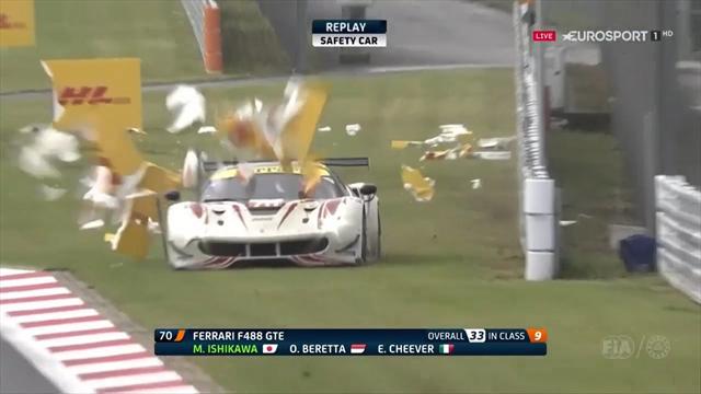 6 Horas de Fuji: Brutal accidente al reventarle un neumático en plena recta de meta 6 Horas de Fuji: Brutal accidente al reventarle un neumático en plena recta de meta