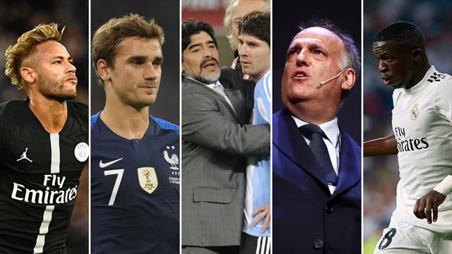 Neymar, Griezmann, Maradona, Tebas y Vinicius, los nombres del día Neymar, Griezmann, Maradona, Tebas y Vinicius, los nombres del día