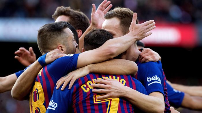 Los jugadores del Barcelona celebrando un gol en el Clásico ante el Real Madrid
