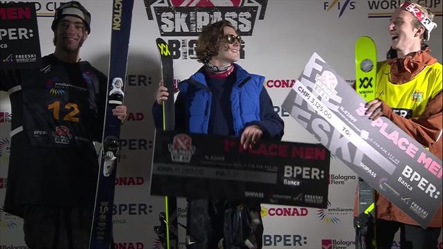 Watch the Men's Big Air podium celebrations in Modena Watch the Men's Big Air podium celebrations in Modena