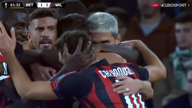 Suso utjämnar för Milan - 1-1 mot Betis Suso utjämnar för Milan - 1-1 mot Betis