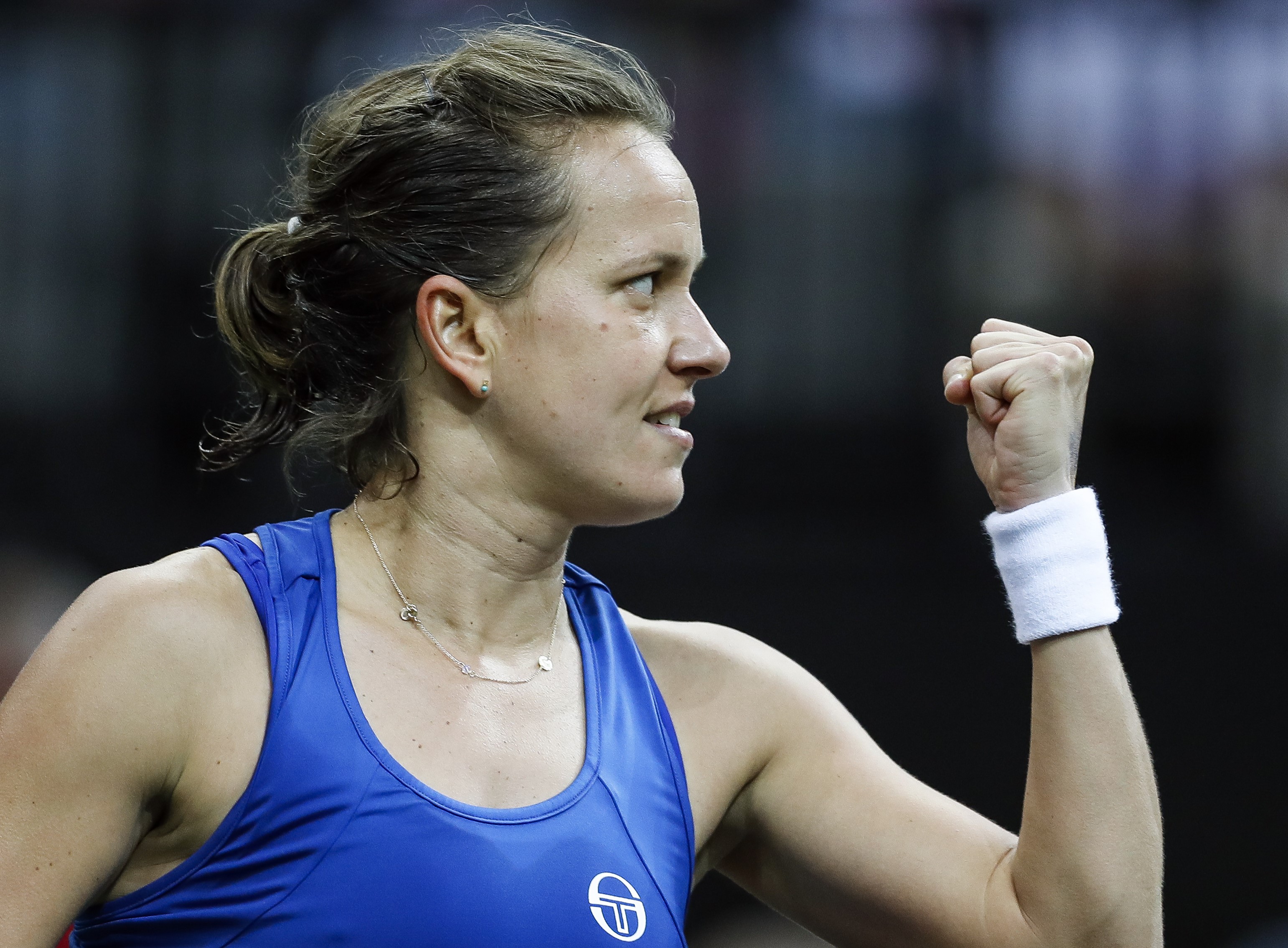 Barbora Strycova lors de la finale de la Fed Cup