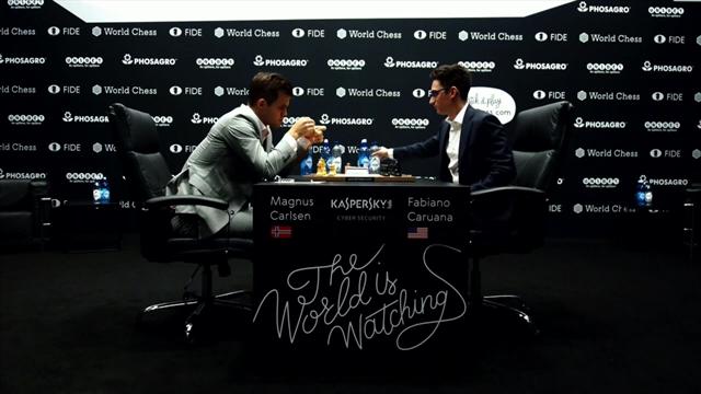 Schaaktweekamp | Highlights 2e WK-partij Magnus Carlsen - Fabiano Caruana Schaaktweekamp | Highlights 2e WK-partij Magnus Carlsen - Fabiano Caruana