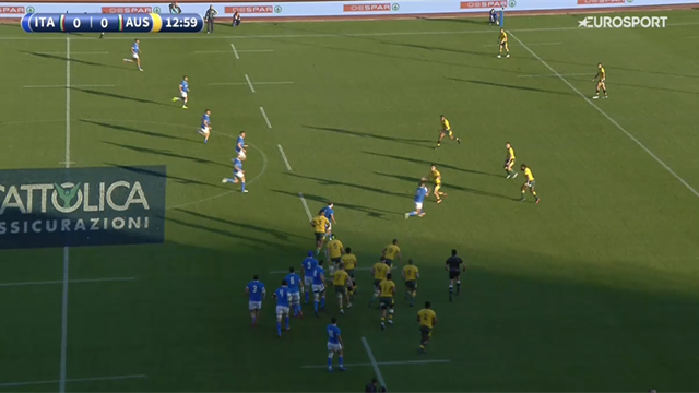 Tebaldi intercetta palla e va in meta! L'arbitro annulla ma il fuorigioco non c'è Tebaldi intercetta palla e va in meta! L'arbitro annulla ma il fuorigioco non c'è