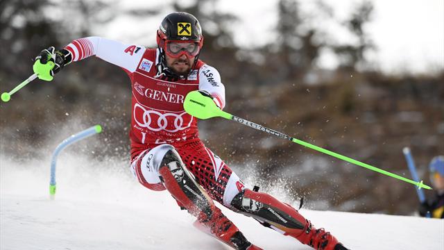 Meilleur temps de la première manche, Hirscher reprend ses bonnes habitudes Meilleur temps de la première manche, Hirscher reprend ses bonnes habitudes