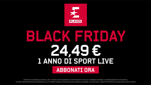 Arriva il Black Friday: Eurosport Player in offerta speciale a 24.49 euro per un anno! Arriva il Black Friday: Eurosport Player in offerta speciale a 24.49 euro per un anno!