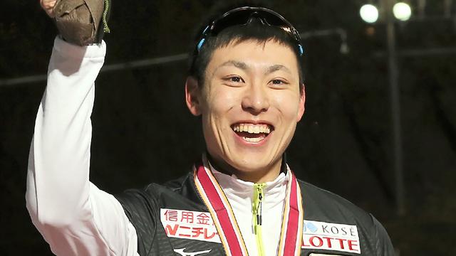 Shinhama celebrrates maiden Short Track World Cup victory