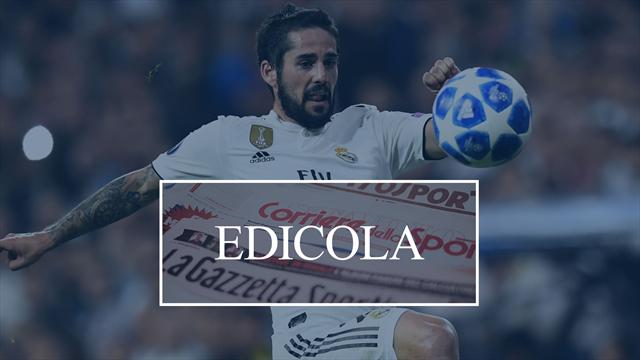 Edicola: Inter, salgono le quotazioni di Isco per l'estate. Il PSG in pressing su Allan