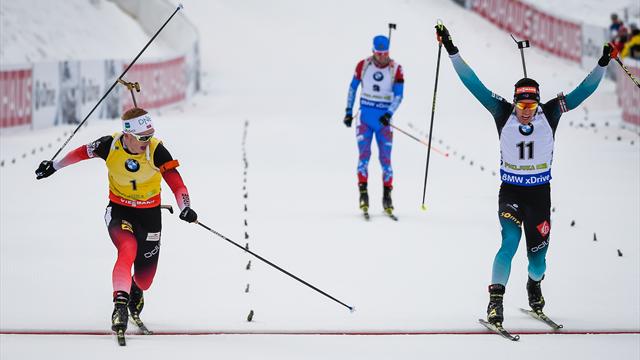 Boe l'emporte devant Fillon Maillet à la photo-finish au bout d'une poursuite haletante Boe l'emporte devant Fillon Maillet à la photo-finish au bout d'une poursuite haletante