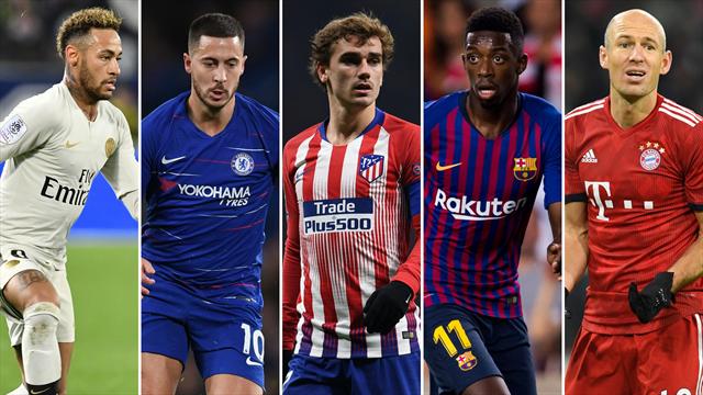 Neymar, Hazard, Griezmann, Dembélé y Robben, los nombres del día Neymar, Hazard, Griezmann, Dembélé y Robben, los nombres del día