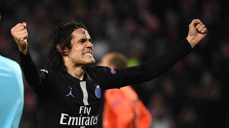 Edinson Cavani lors du match Etoile Rouge - PSG, 2018