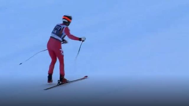 Wer braucht zwei Ski? Däne mit akrobatischer Meisterleistung beim Super-G Wer braucht zwei Ski? Däne mit akrobatischer Meisterleistung beim Super-G
