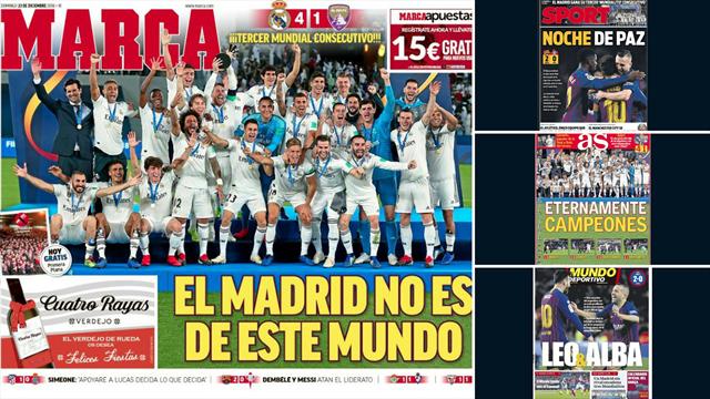 'El Real Madrid no es de este mundo' o 'Eternamente campeones', las portadas tras el Mundial 'El Real Madrid no es de este mundo' o 'Eternamente campeones', las portadas tras el Mundial