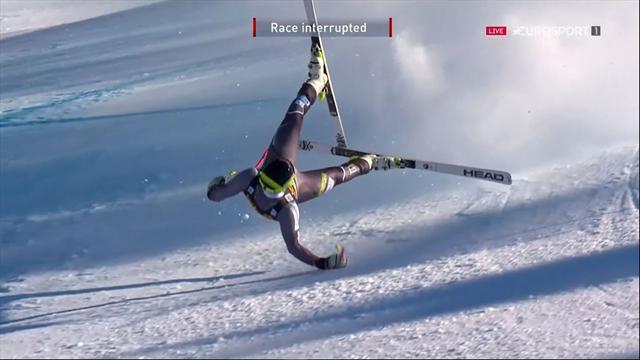 Crash Super-G Bormio | Stian Saugestad vliegt hard in de netten Crash Super-G Bormio | Stian Saugestad vliegt hard in de netten