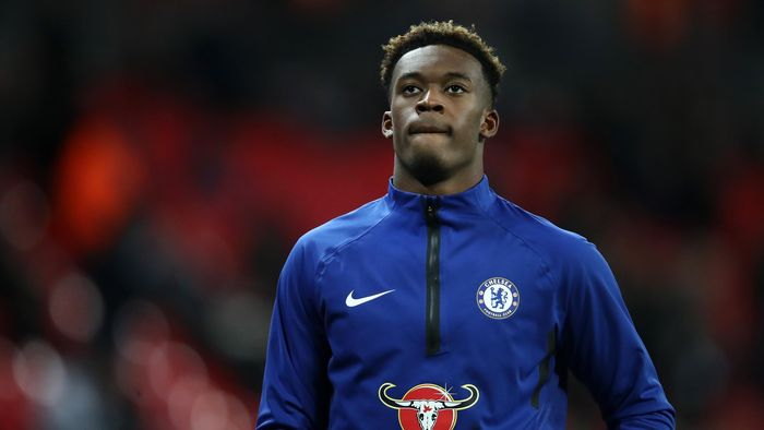 Callum Hudson-Odoi of Chelsea looks on prior to the Carabao Cup Semi-Final First Leg match between Tottenham Hotspur and Chelsea