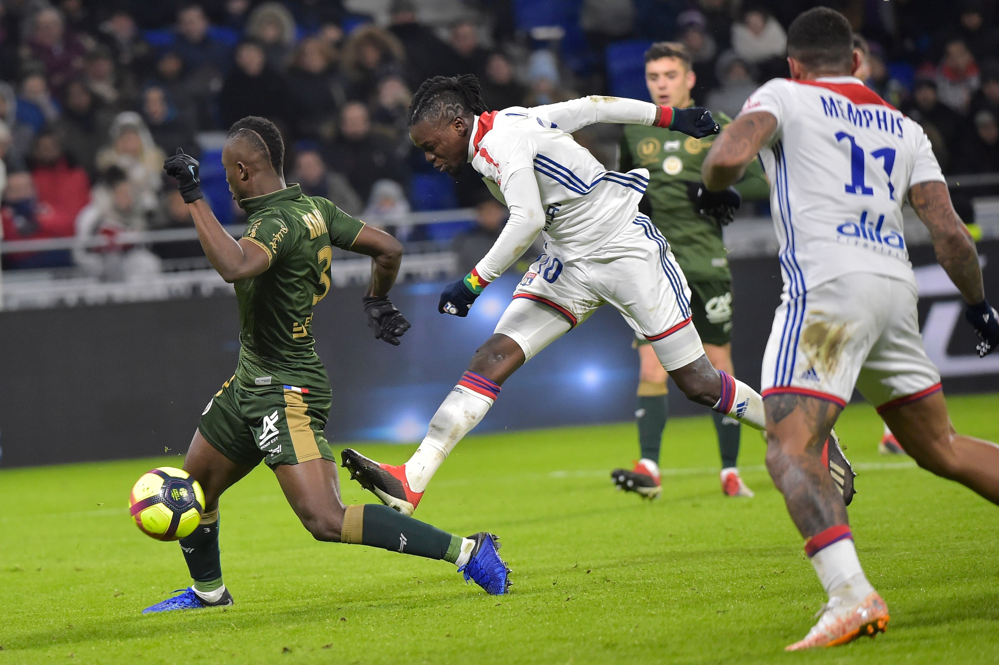Bertrand Traoré lors de Lyon - Reims en ligue 1 le 11 janvier 2019