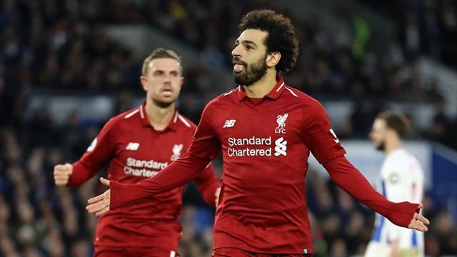 Lampo di Salah: il Liverpool vince 1-0 a Brighton e ricaccia il City a -7