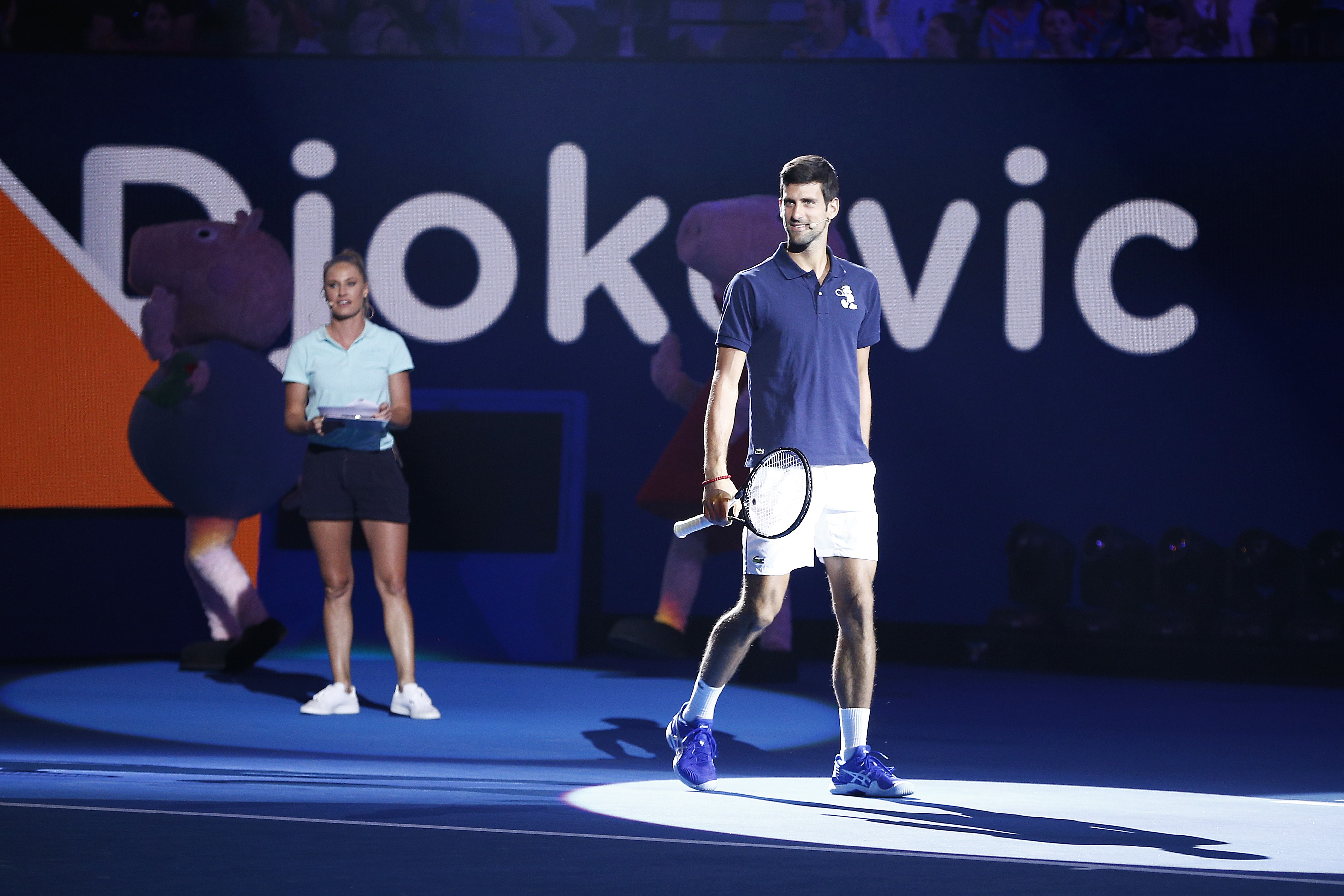 Novak Djokovic lors du Kids Day de l'Open d'Australie 2019