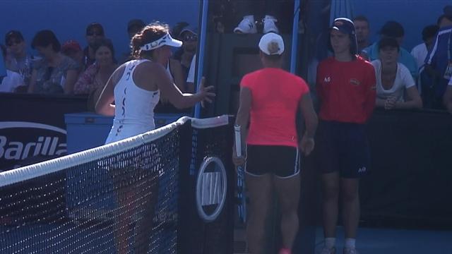 'Aaaagh!' Putintseva's iron handshake draws yelp from Strycova 'Aaaagh!' Putintseva's iron handshake draws yelp from Strycova