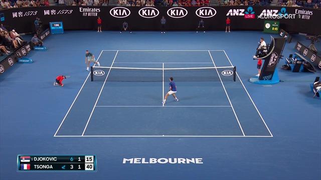 Alerte filet contourné : Tsonga s'est arraché pour s'offrir un point magnifique Alerte filet contourné : Tsonga s'est arraché pour s'offrir un point magnifique