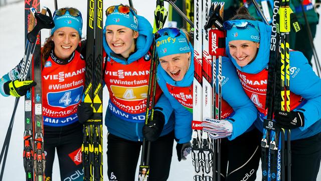 Solide au tir et rapide sur les skis, le relais féminin a gagné avec brio Solide au tir et rapide sur les skis, le relais féminin a gagné avec brio