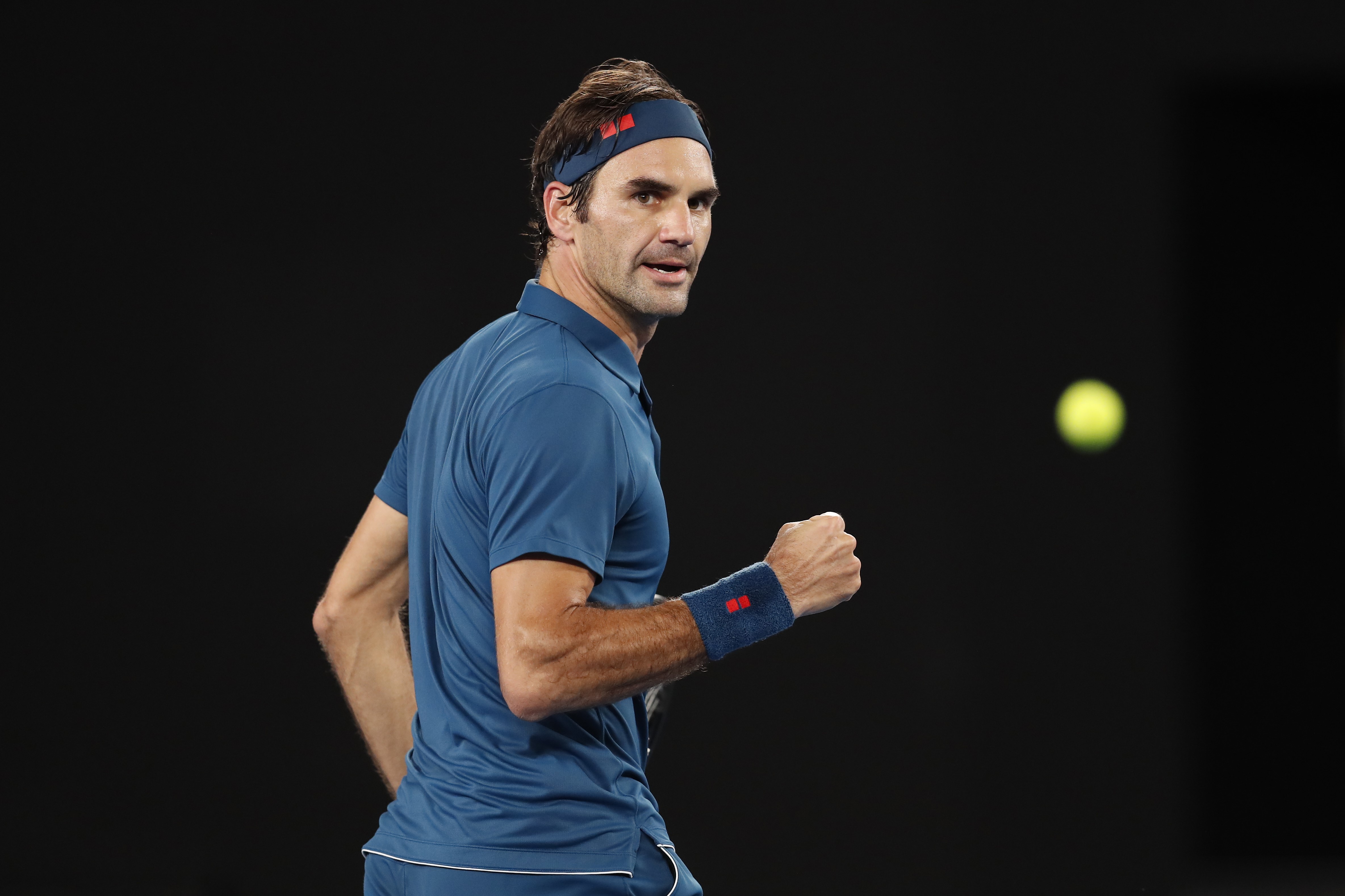 Roger Federer lors de son 8e de finale contre Stefanos Tsitsipas / Open d'Australie