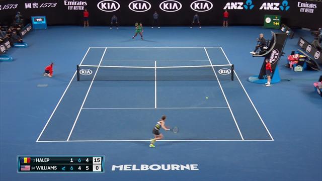 Il punto simbolo del successo di Serena Williams contro Halep: strepitoso cross di dritto in corsa Il punto simbolo del successo di Serena Williams contro Halep: strepitoso cross di dritto in corsa