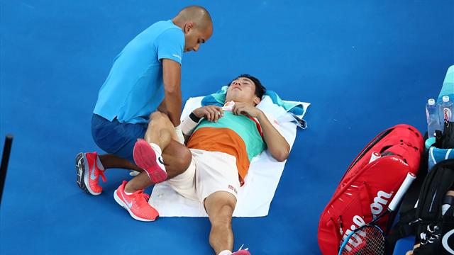 Open Australia 2019: Kei Nishikori pidió el fisio al final del primer set por molestias en el muslo Open Australia 2019: Kei Nishikori pidió el fisio al final del primer set por molestias en el muslo